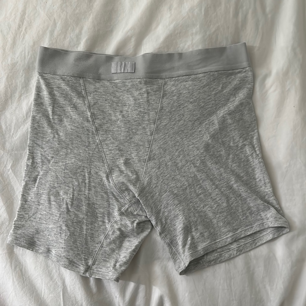 Skims Boyfriend Boxers in Light Heather Grey